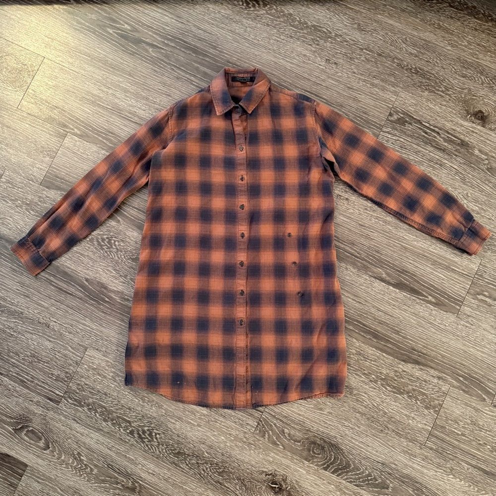 All Saints Plaid Button Up Shirt Dress